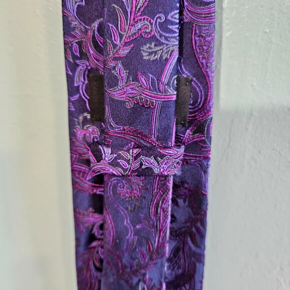 Duchamp London Black Label 100% Silk Tie Purple Blue Paisley Jacquard Luxury - Picture 4 of 7
